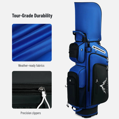 Unihimal Hive Vault Golf Cart Bag 14-Way, Premium Full Length Golf Bag for Men with Magnetic Leather Pocket, Handles and Rain Cover Fathersdaygift